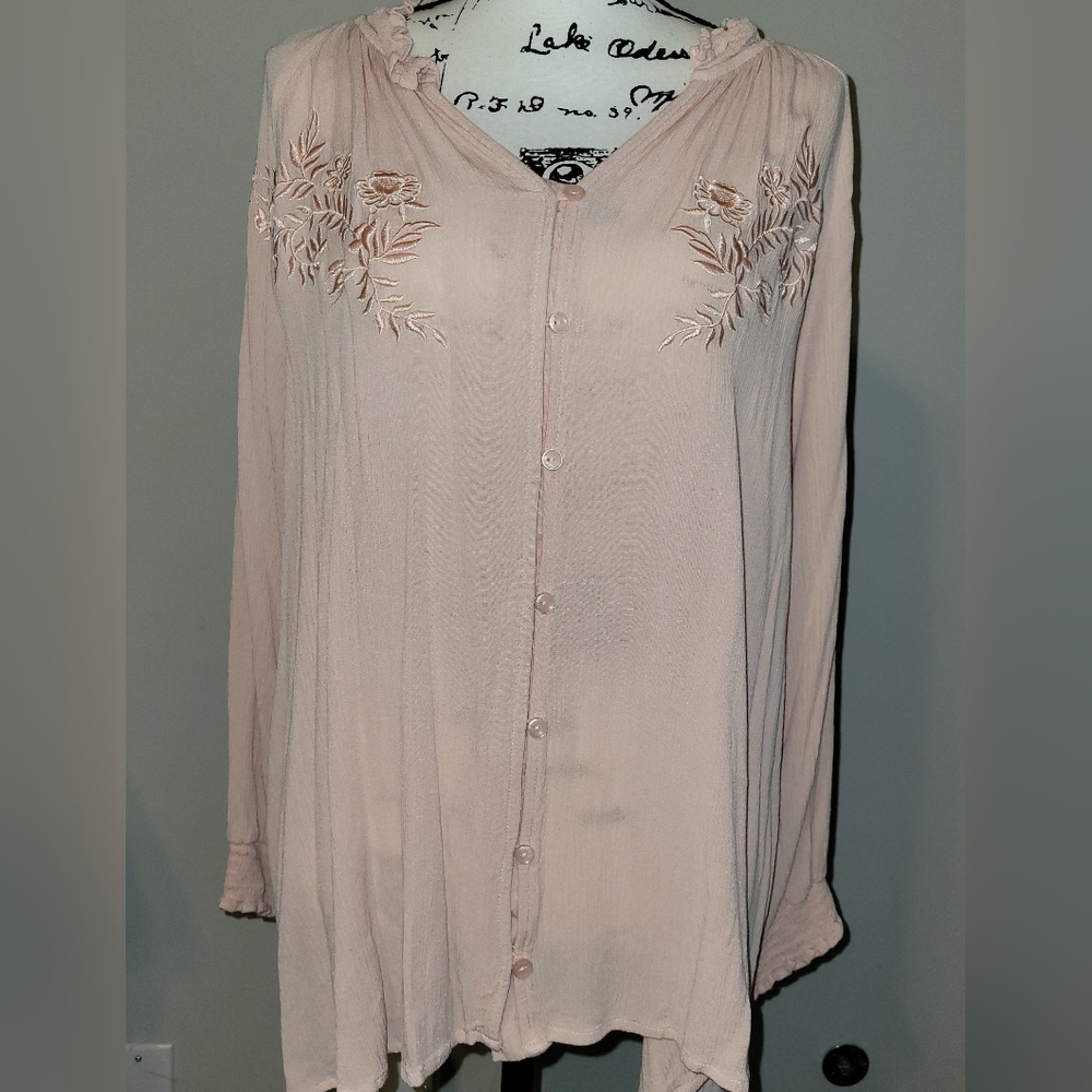 Cato White Embellished Button Down Shirt
